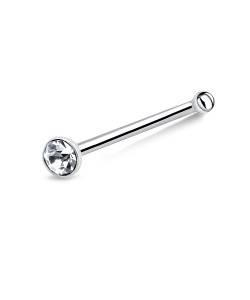 1.8mm Bezel Stone Silver Bone Nose Stud NSKD-56